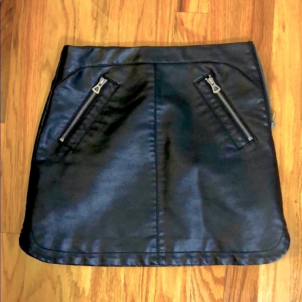 Black faux leather skirt